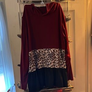 MISSLOOK burgundy leopard color block